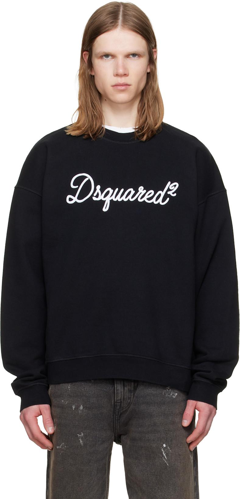 Black D2 Signature Relax Fit Crewneck by DSQUARED2