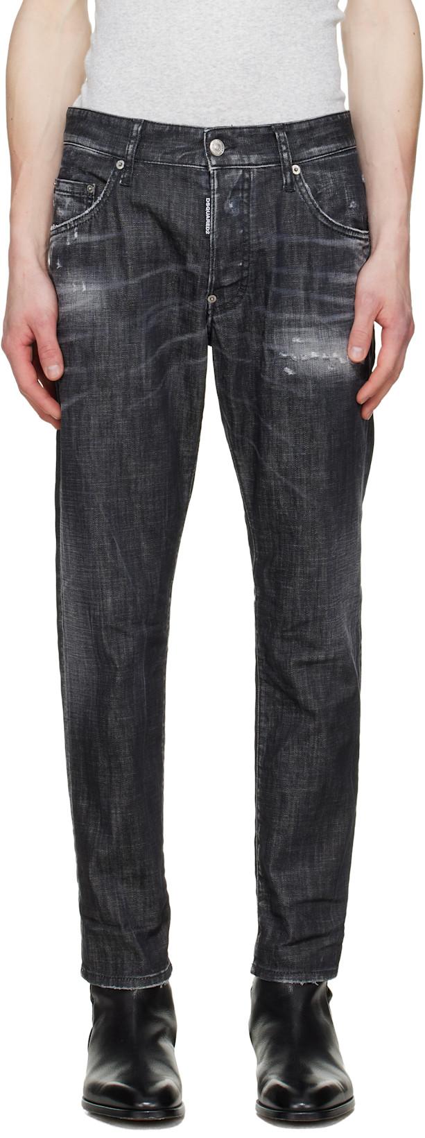 Black Distressed Stretch Jeans by DSQUARED2