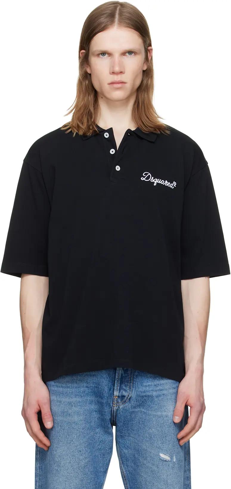 Black 'Dsquared2 Signature' Tennis Fit Polo by DSQUARED2