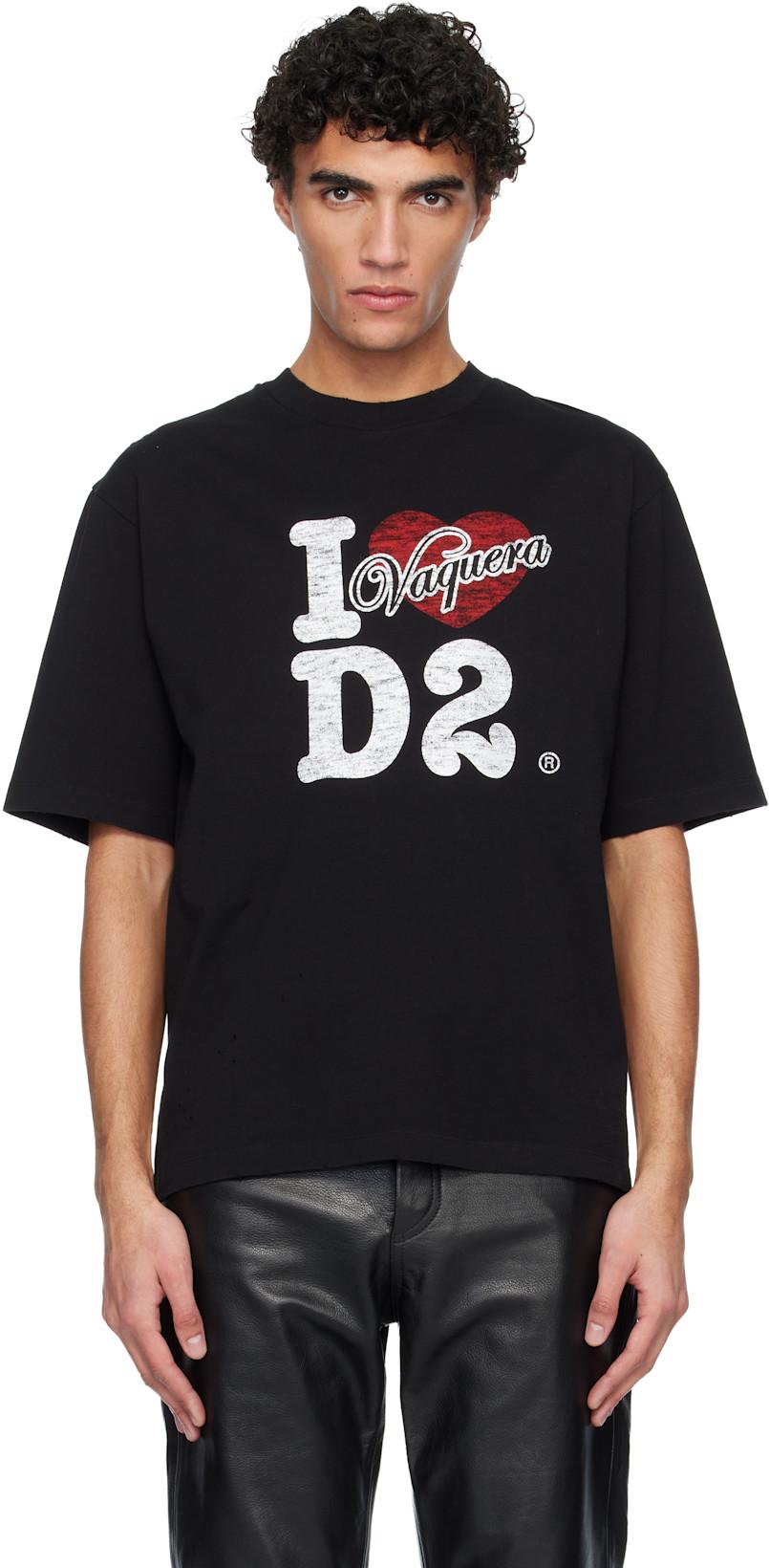 Black Vaquera Edition Destroyed Loose Fit T-shirt by DSQUARED2