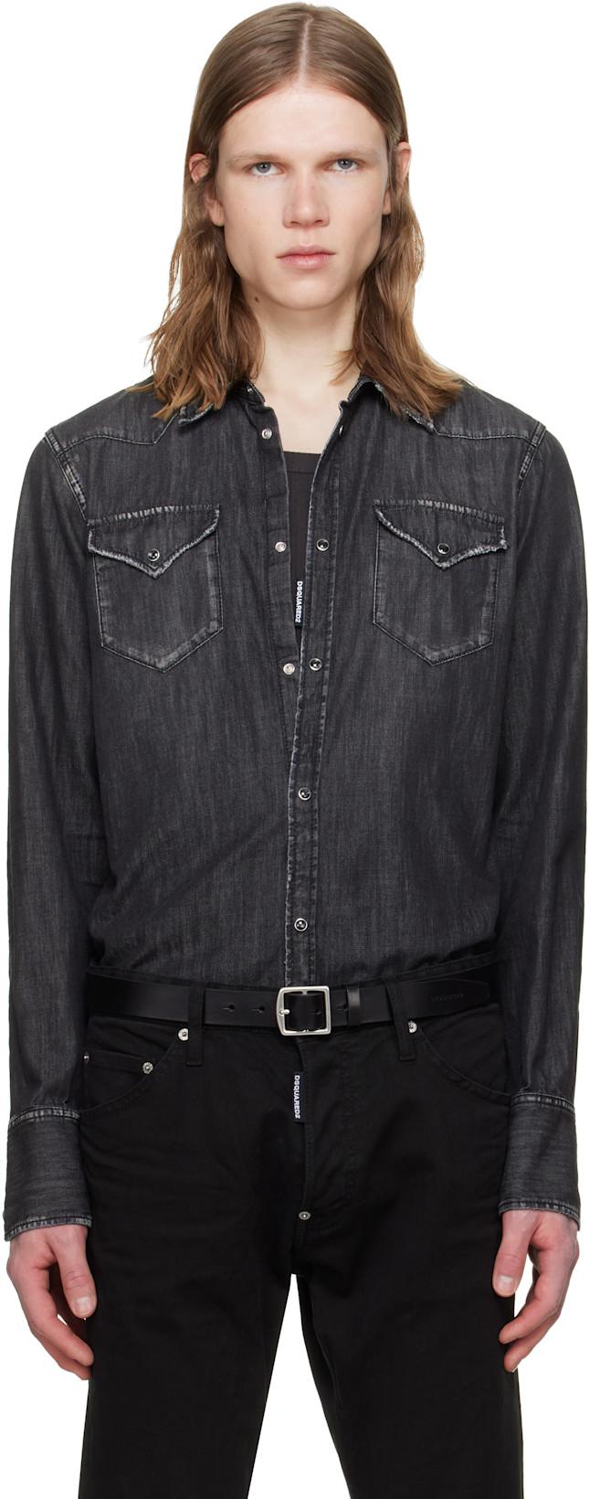 Black Western Denim Shirt by DSQUARED2