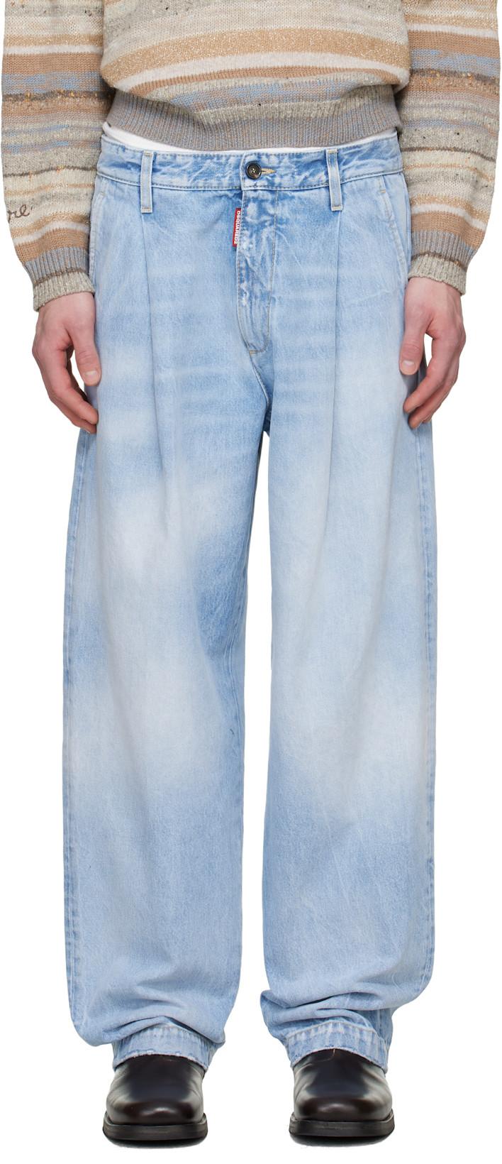 Blue Light Clean Wash One Pleat Jeans by DSQUARED2