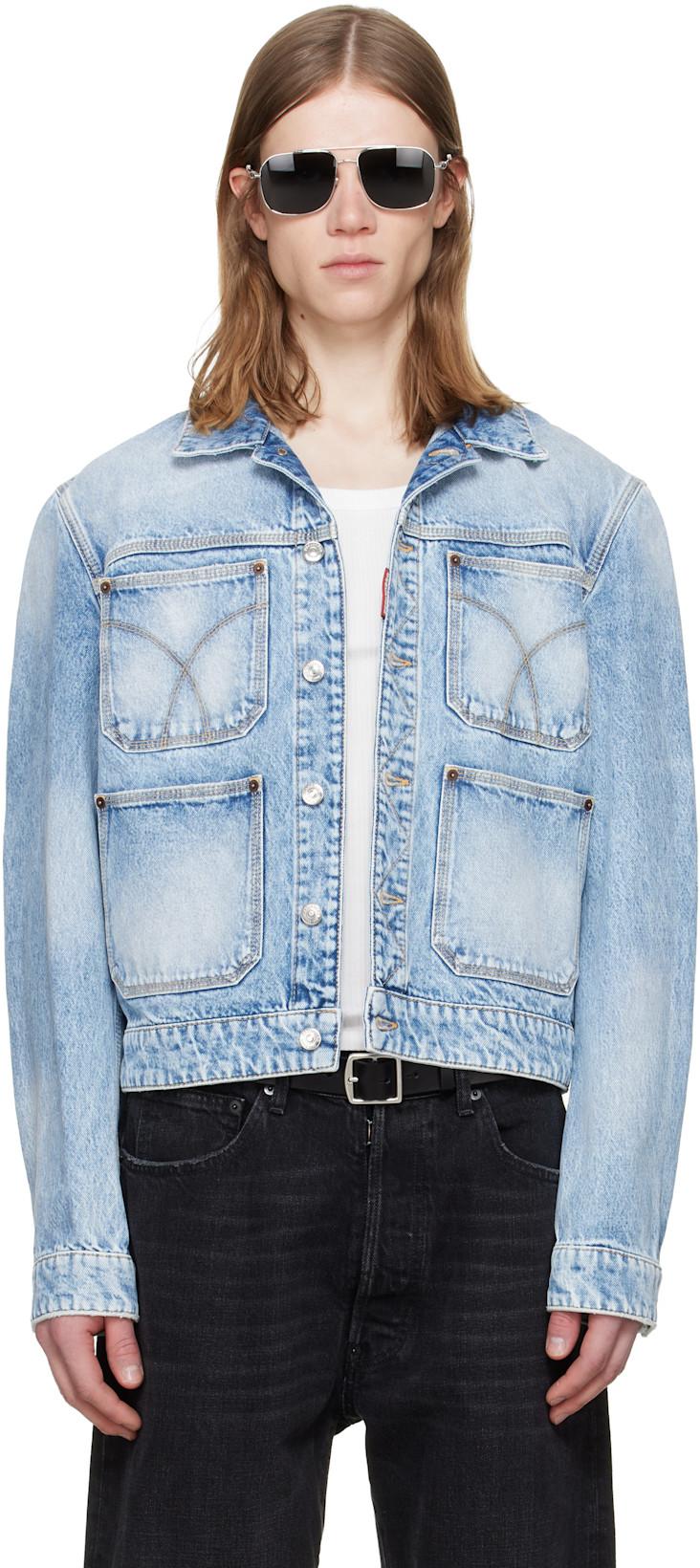 Blue Light Diagonale Wash 70's Denim Jacket by DSQUARED2