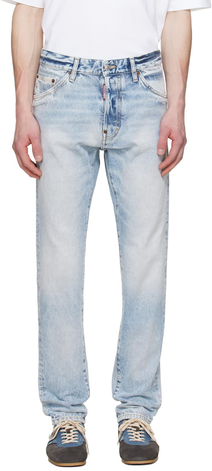 Blue Light Diagonale Wash Teddy Jeans by DSQUARED2