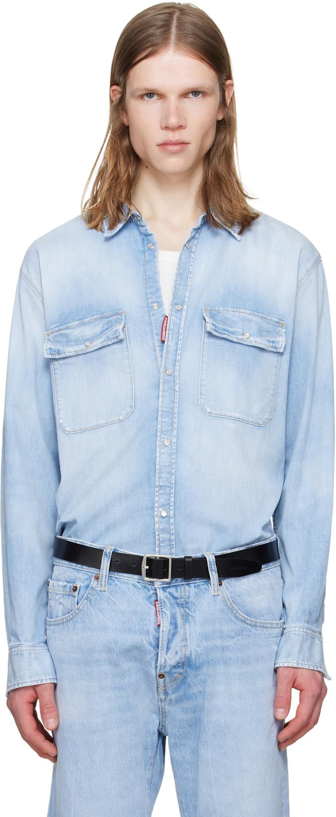 Blue Light Wash Canadian Vintage Denim Shirt by DSQUARED2