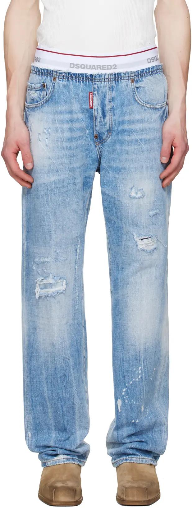 Blue Light Wash Jogger Jeans by DSQUARED2