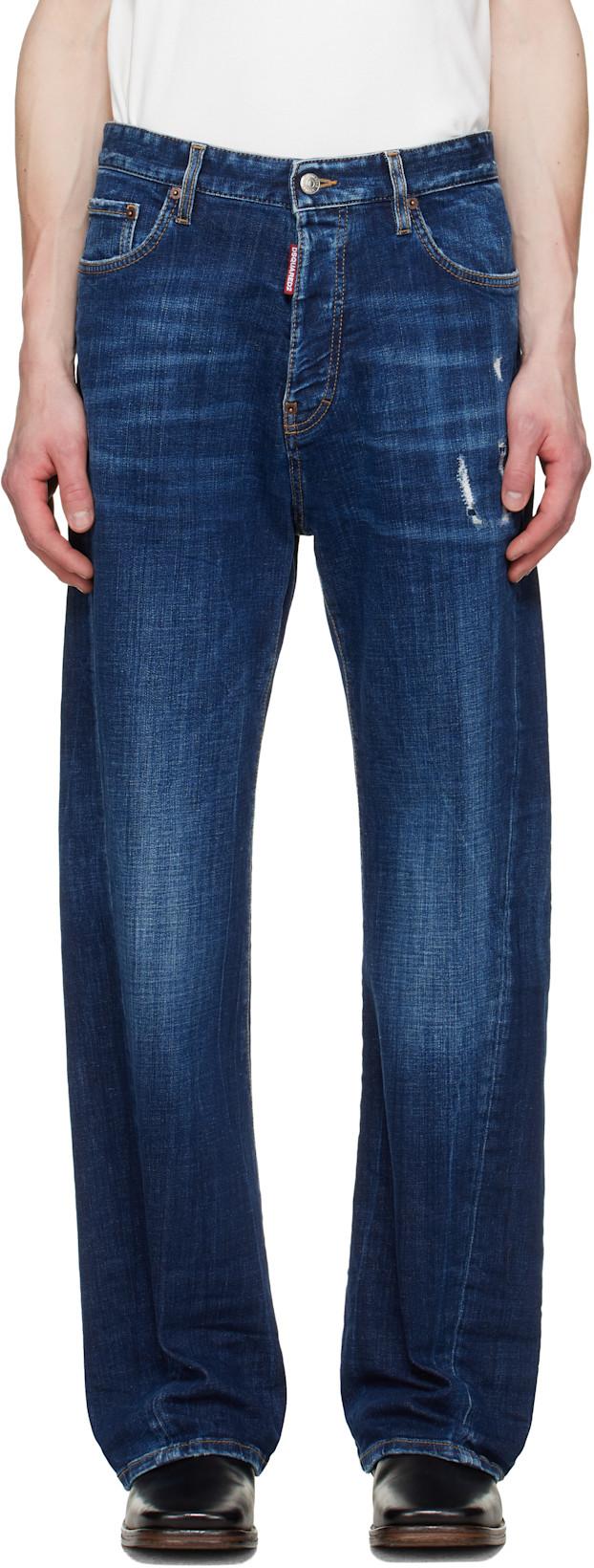 Blue Loose Twisted Jeans by DSQUARED2