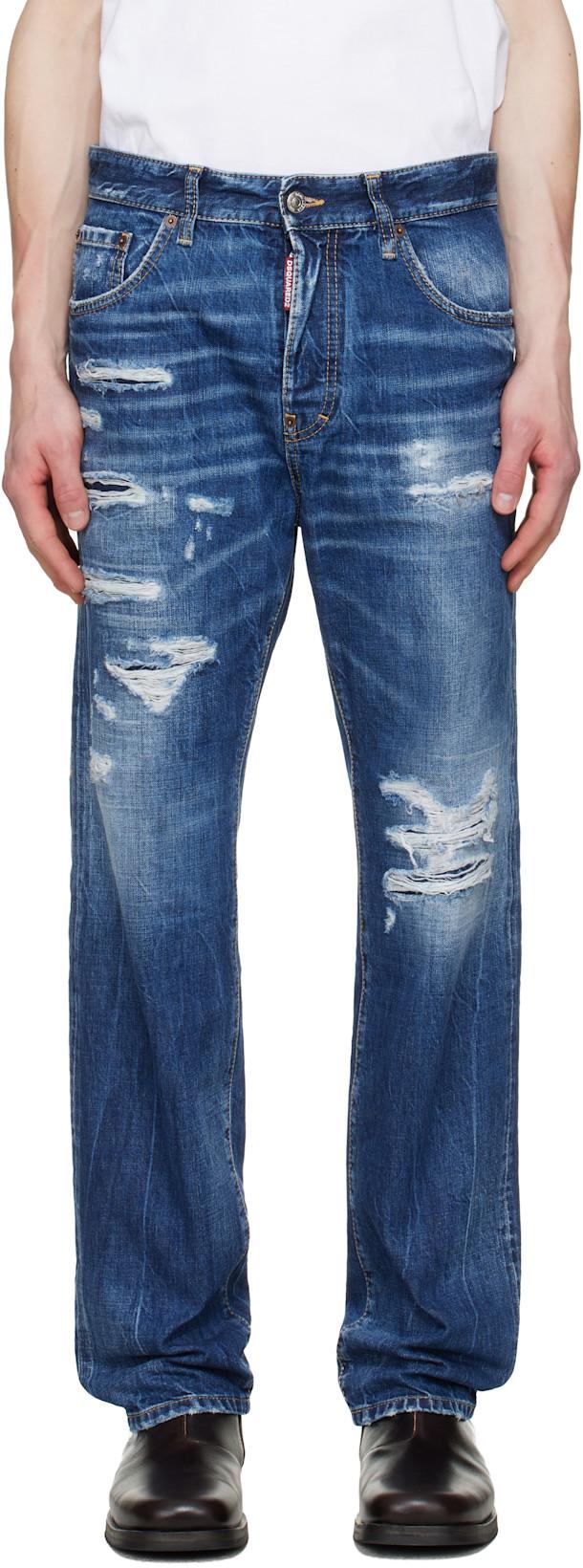 Blue Medium Ripped Wash 642 Jeans by DSQUARED2