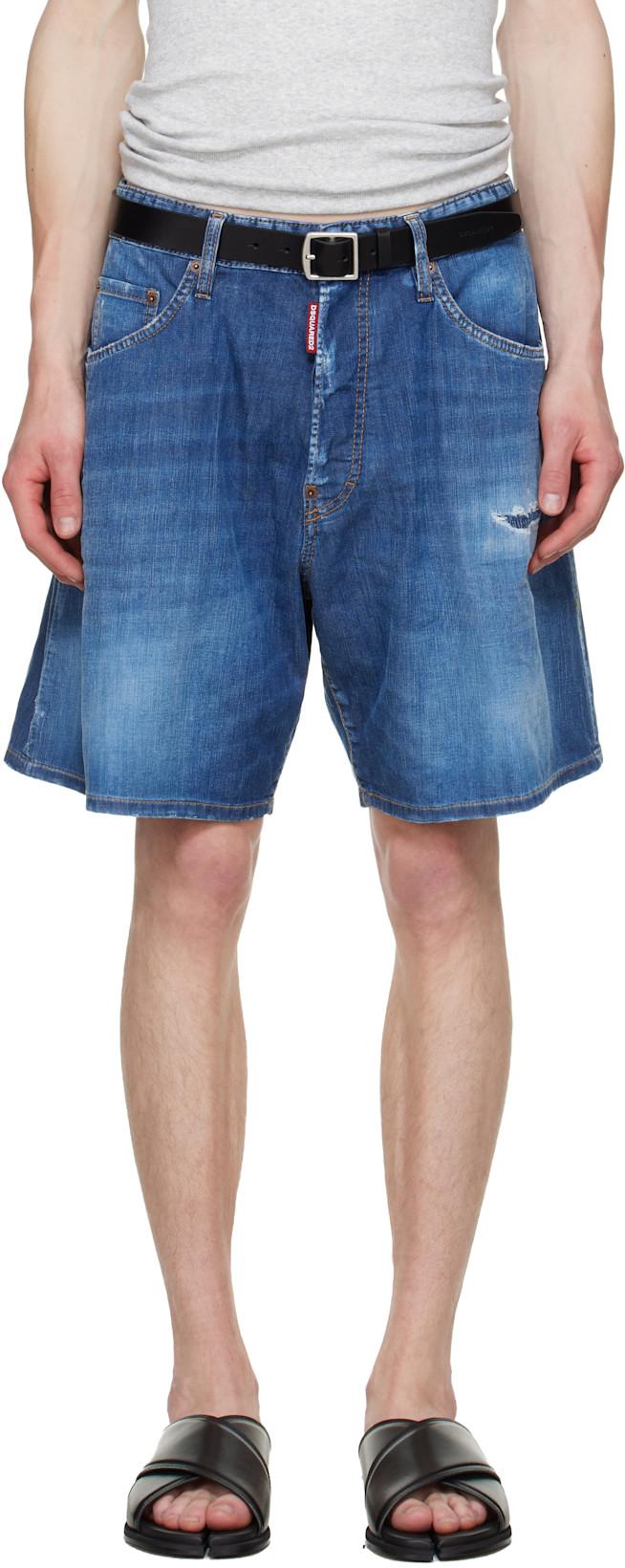 Blue Medium Wash Denim Boxer Shorts by DSQUARED2
