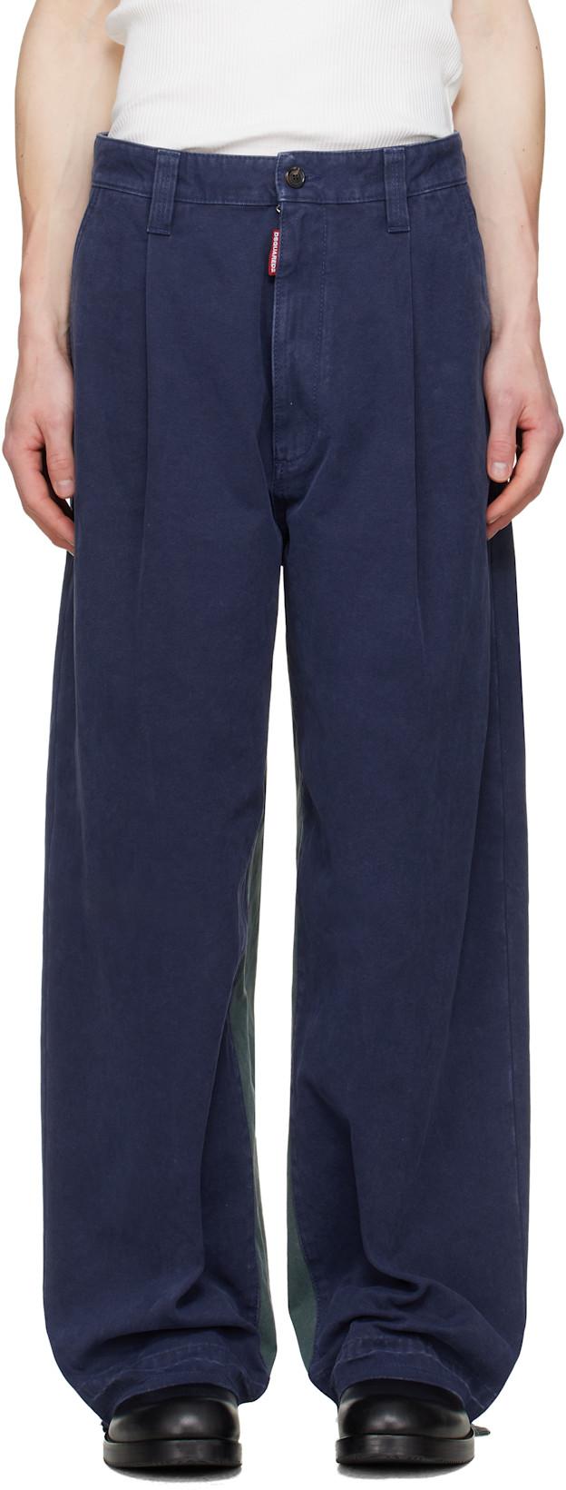 Blue Re-Worked Colorblock Easy Zoot Trousers by DSQUARED2