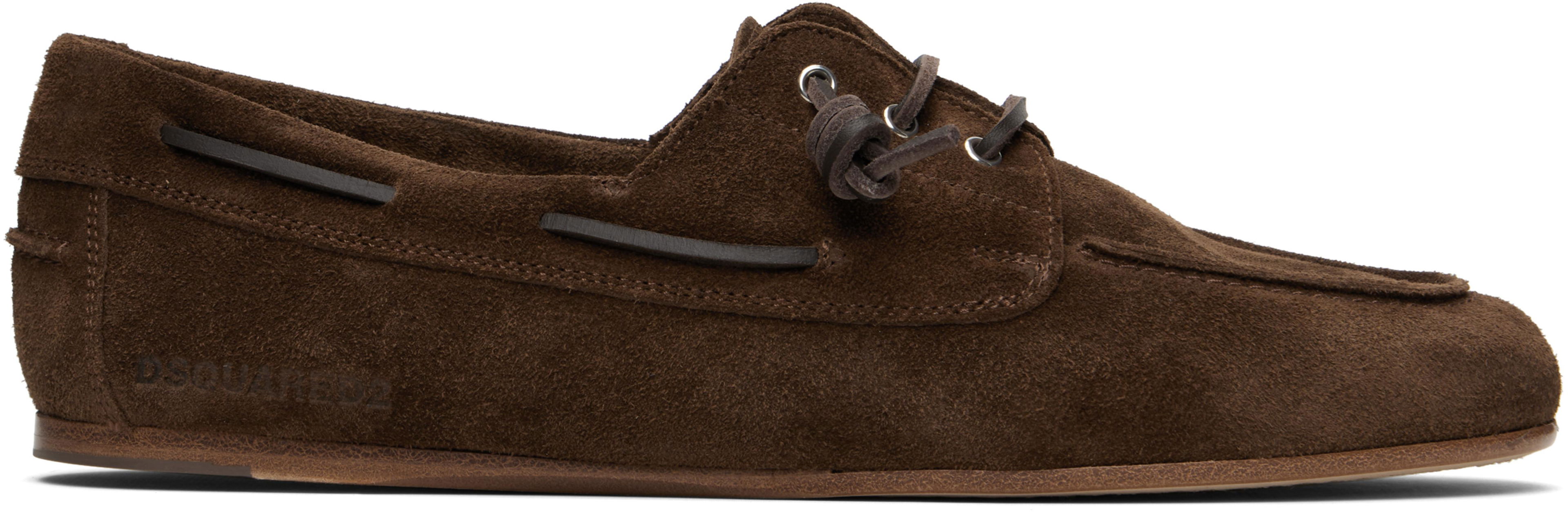 Brown D2 College Boat Shoes by DSQUARED2
