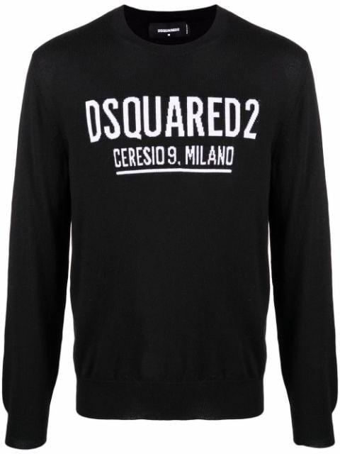 Ceresio crew-neck intarsia-knit jumper by DSQUARED2