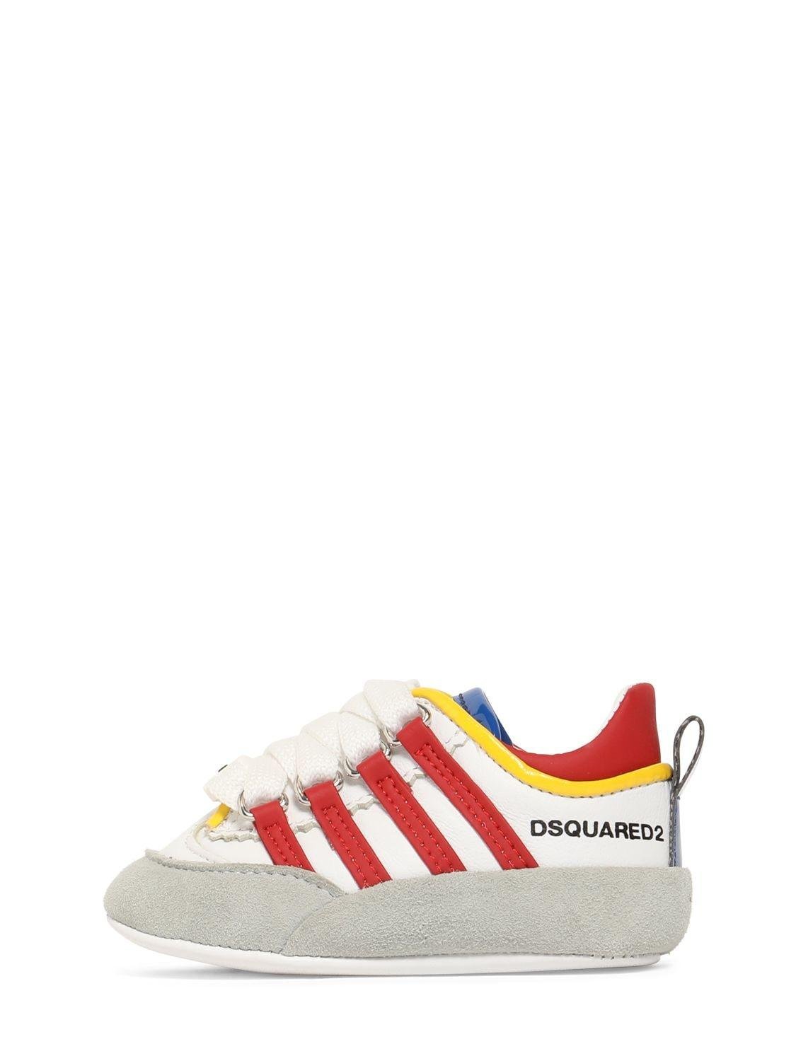 Color Block Leather Pre-walker Shoes by DSQUARED2