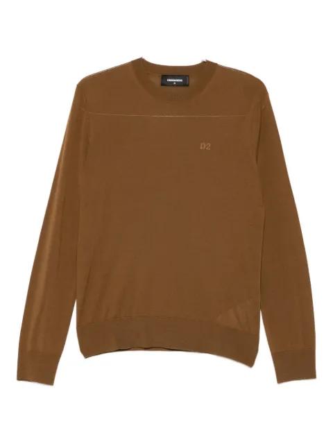 D2 logo-embroidered wool top by DSQUARED2
