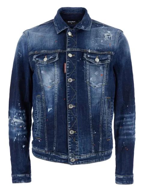 Dan painted classic-collar denim jacket by DSQUARED2