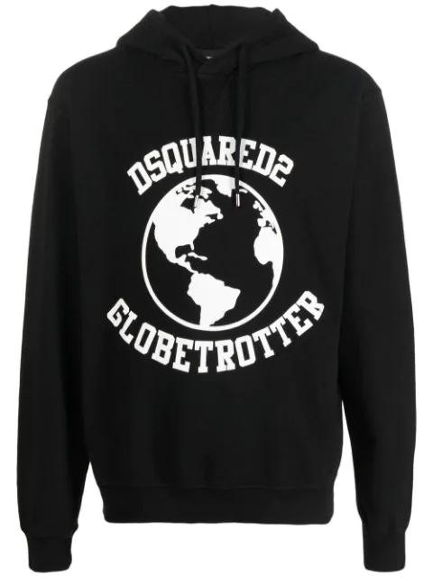 Globetrotter logo-print hoodie by DSQUARED2