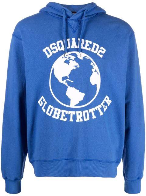 Globetrotter logo-print hoodie by DSQUARED2
