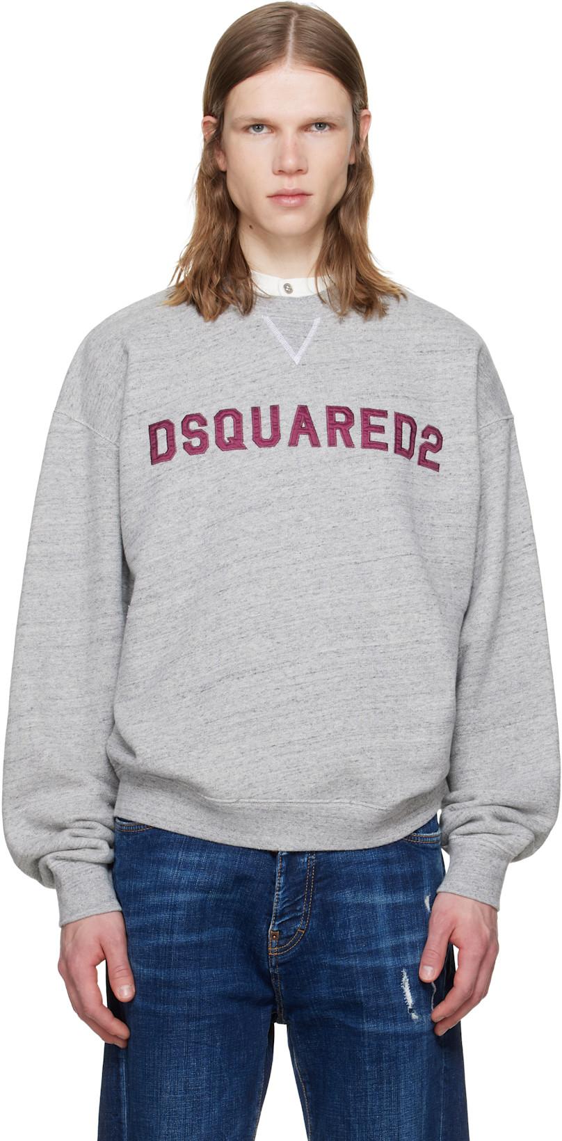 Gray D2 College Short & Wide Crewneck Sweatshirt by DSQUARED2