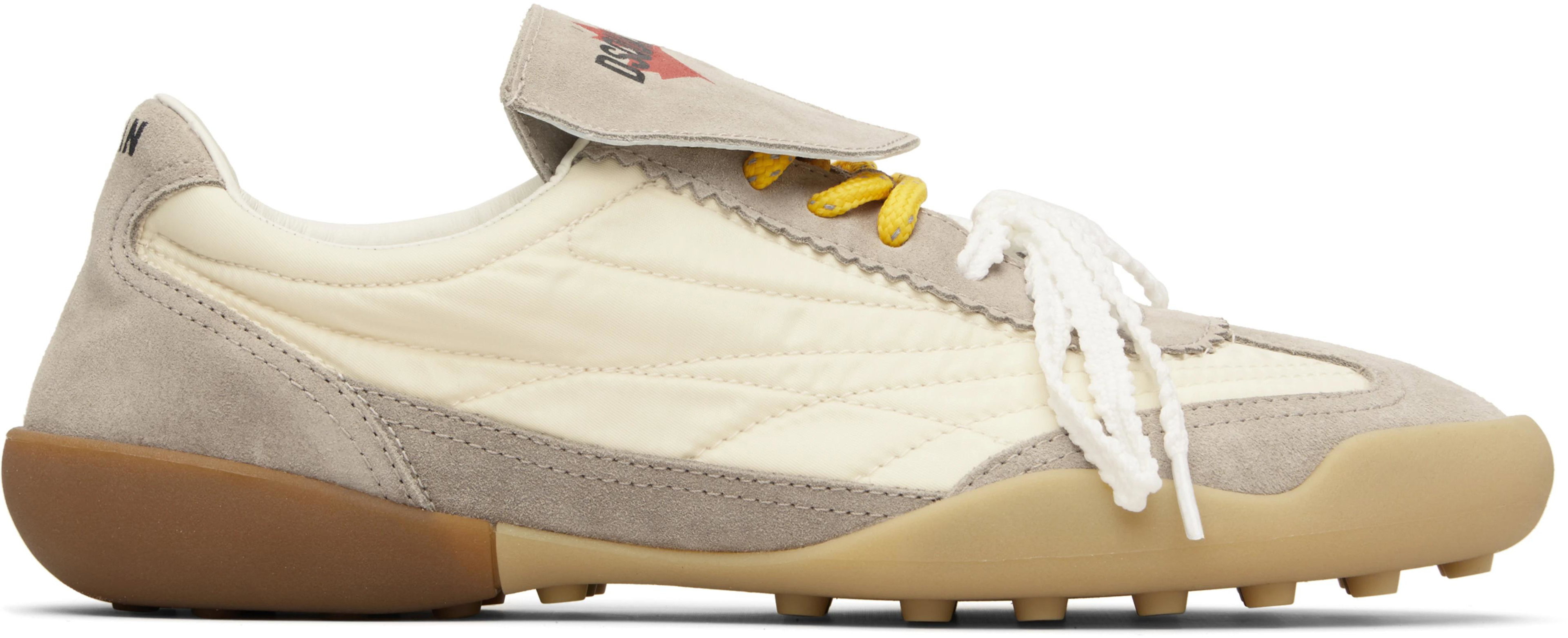 Gray & Off-White Soccer Sneakers by DSQUARED2