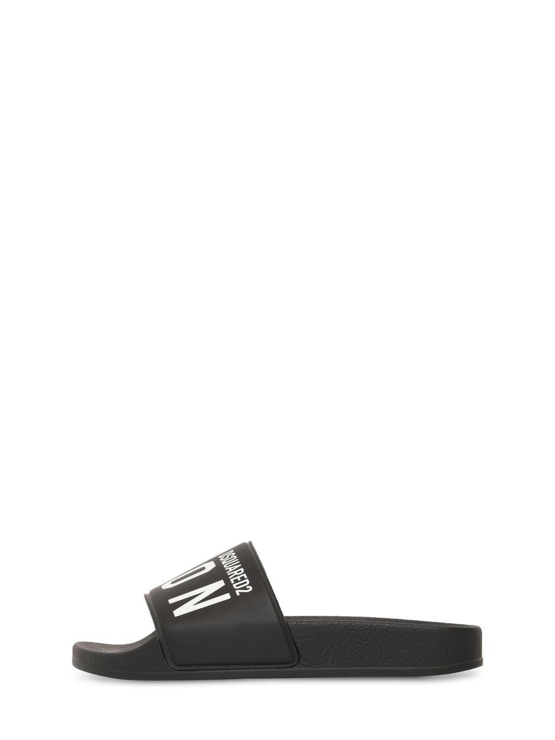 Icon Print Rubber Slide Sandals by DSQUARED2
