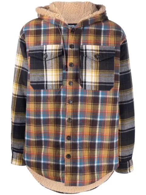 Icon check print hoodied jacket by DSQUARED2