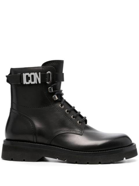 Icon leather combat boots by DSQUARED2