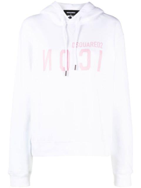 Icon logo-print hoodie by DSQUARED2