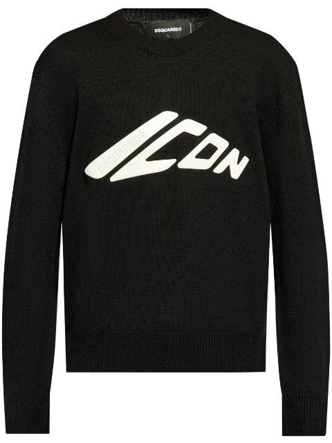 Icon logo-print virgin wool jumper by DSQUARED2