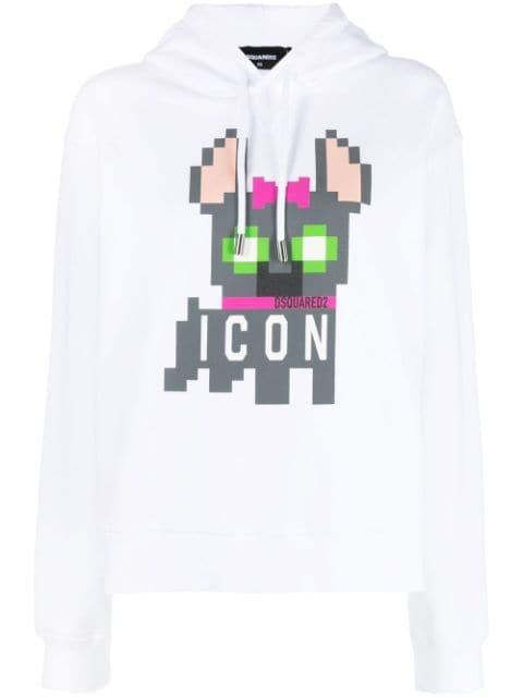Icon pixelated-print hoodie by DSQUARED2
