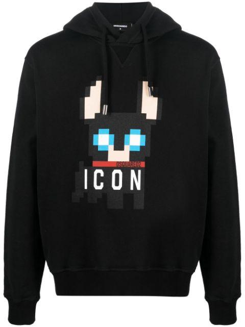 Icon-print cotton hoodie by DSQUARED2