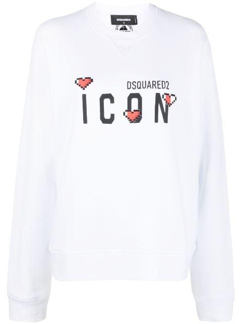 Icon-print cotton sweatshirt by DSQUARED2