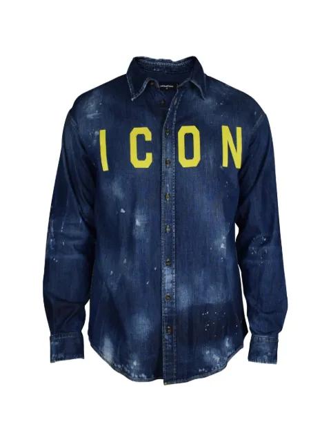 Icon-print denim shirt by DSQUARED2