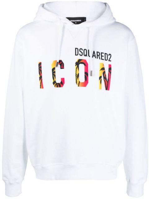 Icon-print hoodied sweatshirt by DSQUARED2