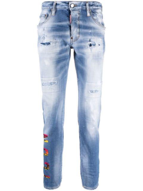 Icon printed slim-cut jeans by DSQUARED2
