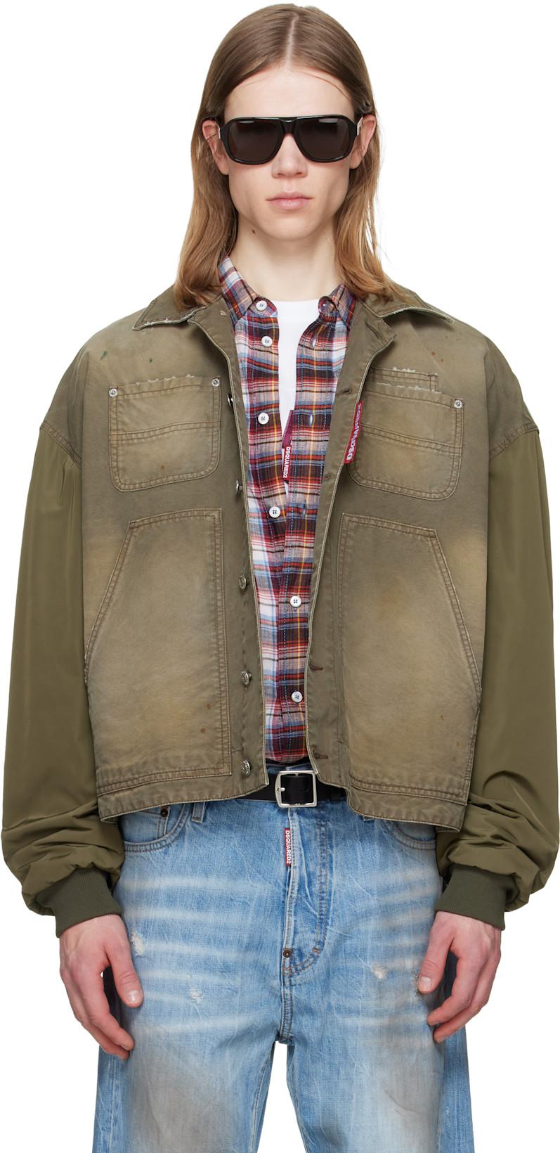 Khaki Garment Dyed Carpenter Kaban Jacket by DSQUARED2