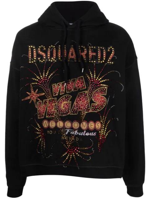 Las Vegas print cotton hoodie by DSQUARED2