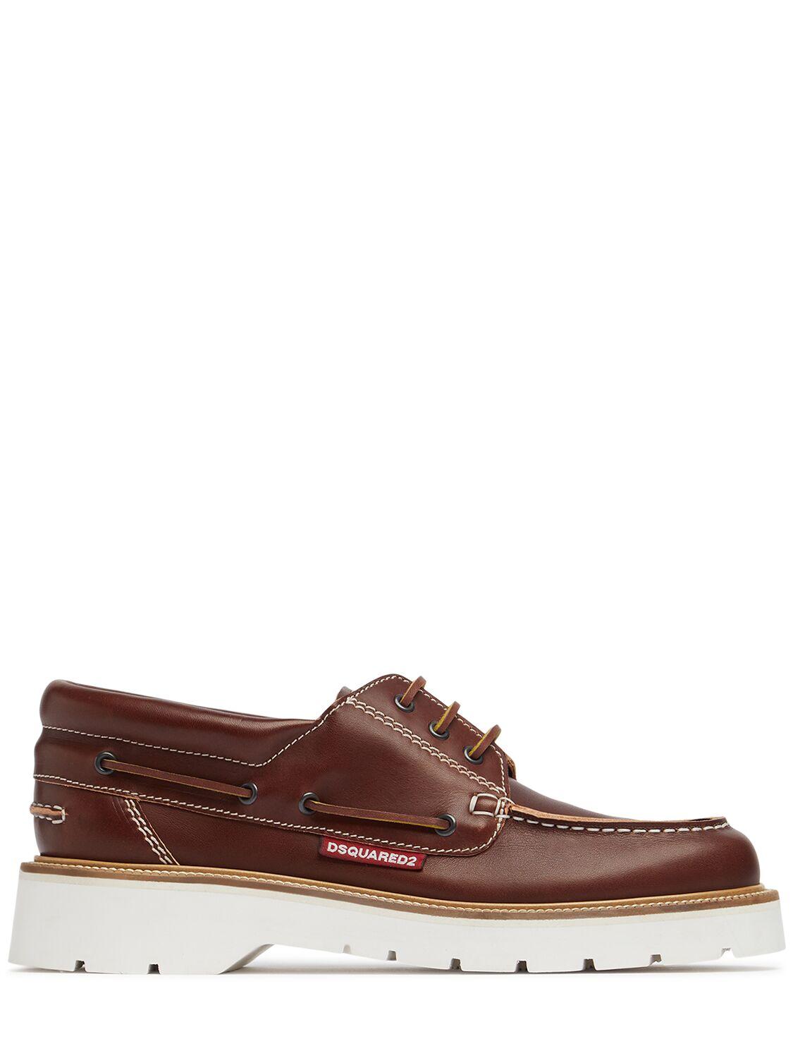 Leather Boat Shoes by DSQUARED2