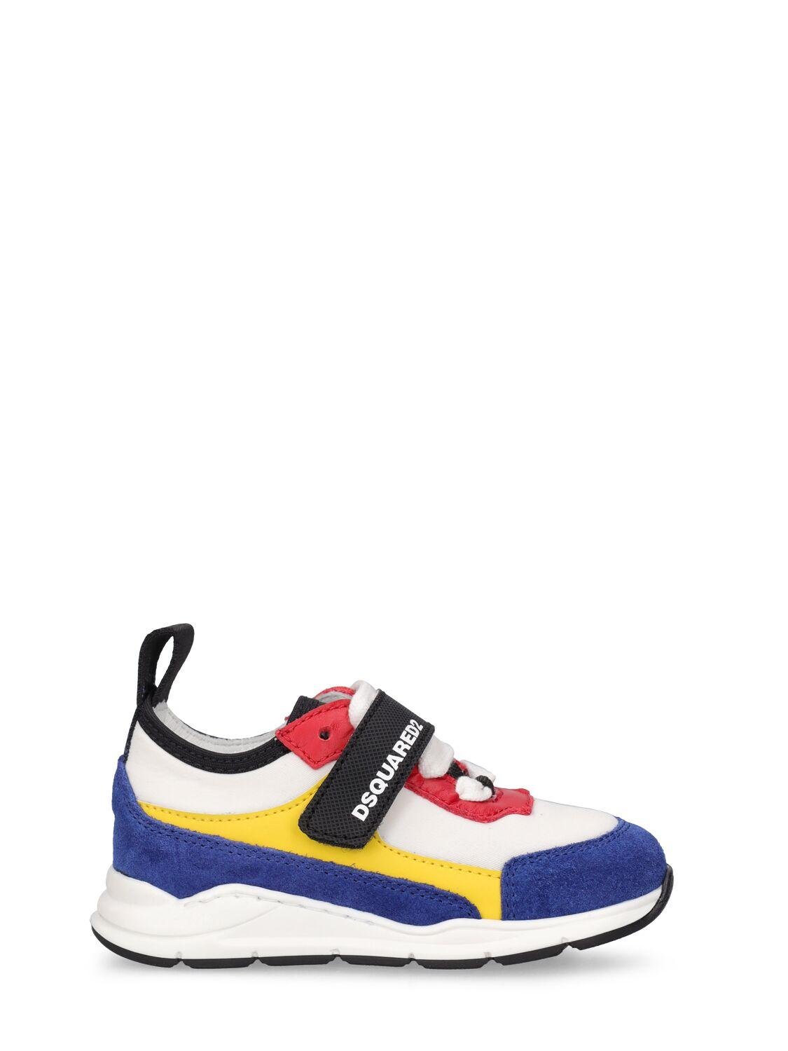 Logo Leather & Tech Strap Sneakers by DSQUARED2
