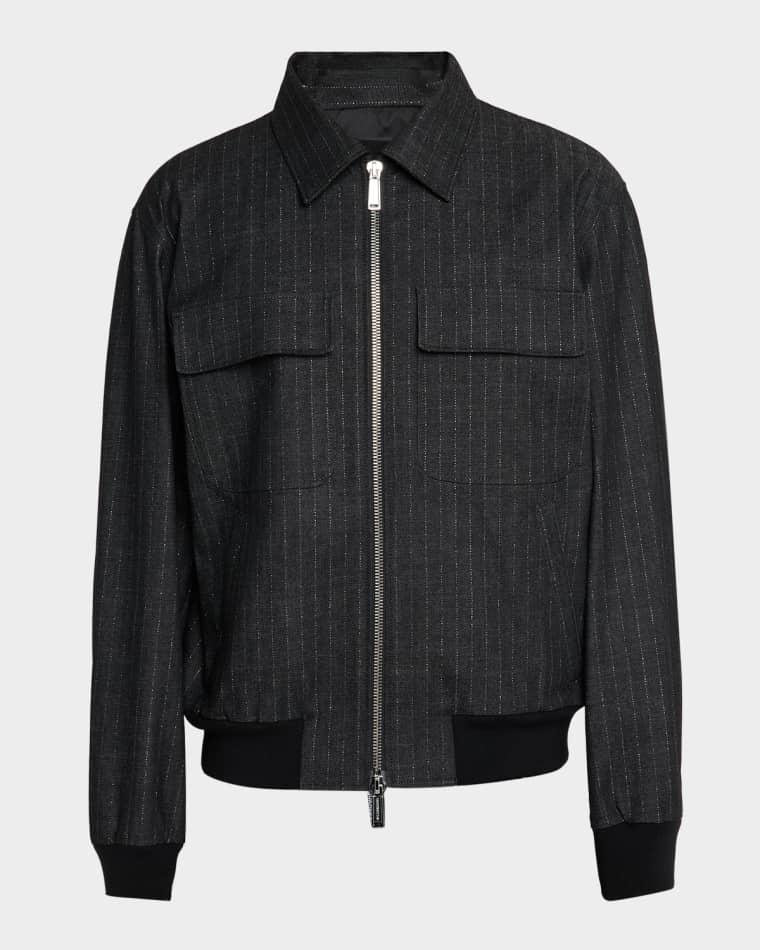 Men's Denim Pinstripe Zip Jacket by DSQUARED2