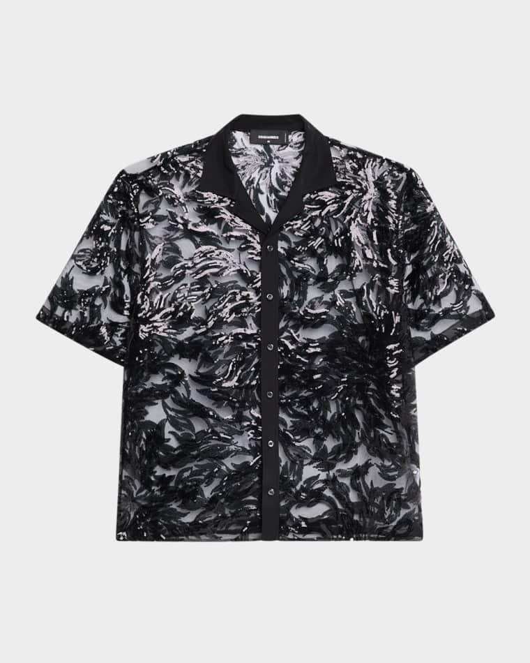 Men's Sequin-Embroidered Camp Shirt by DSQUARED2