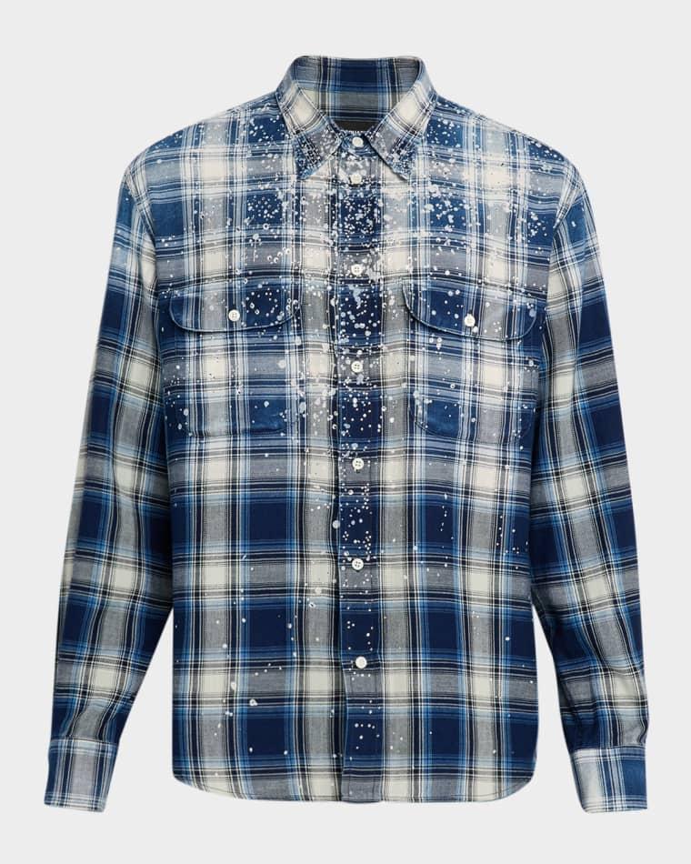 Men's Sparking Vintage Check Button-Down Shirt by DSQUARED2