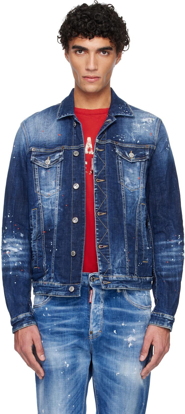 Navy Medium Easy Wash Dan Denim Jacket by DSQUARED2