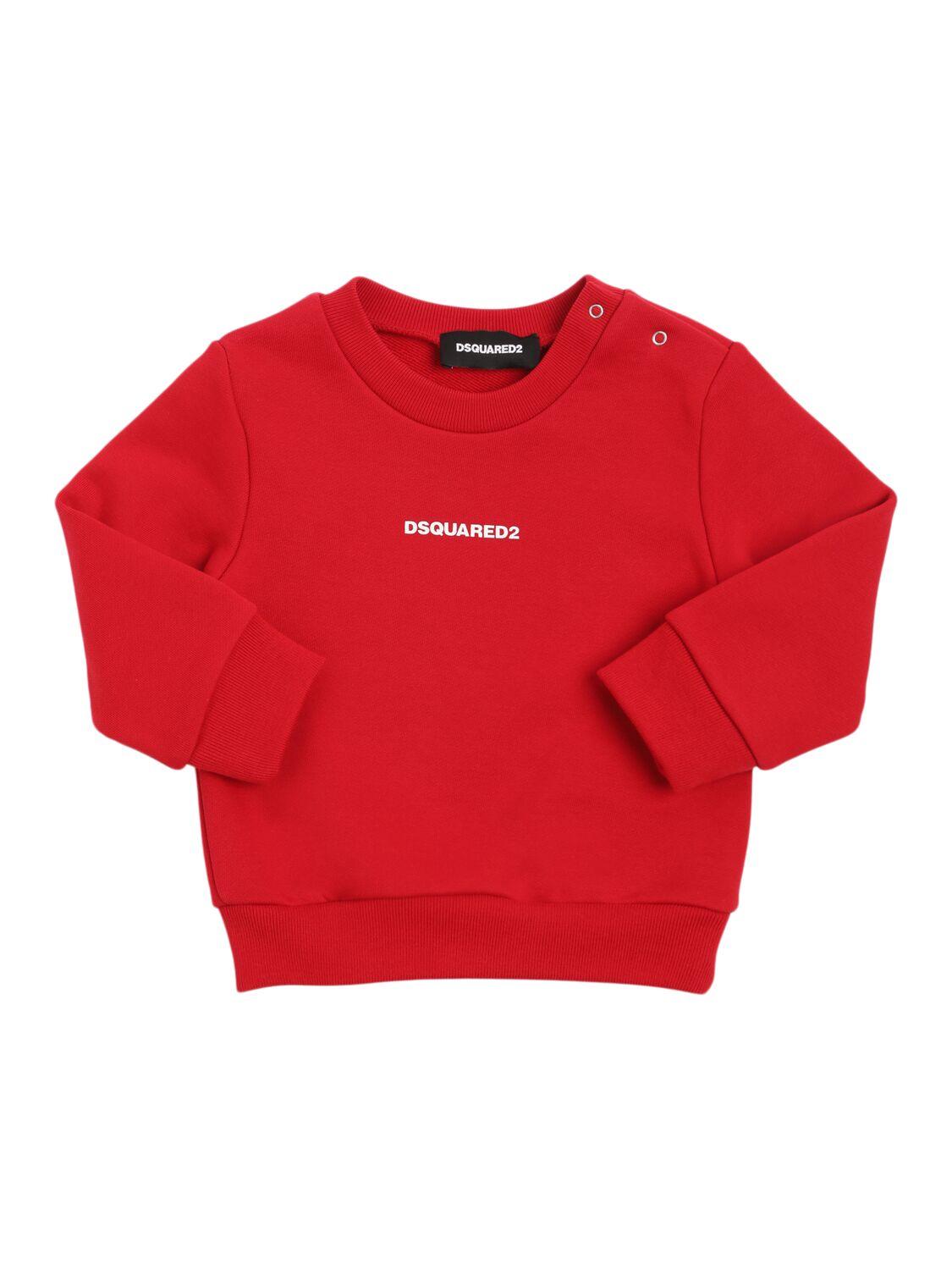 Printed Cotton Crewneck Sweatshirt by DSQUARED2