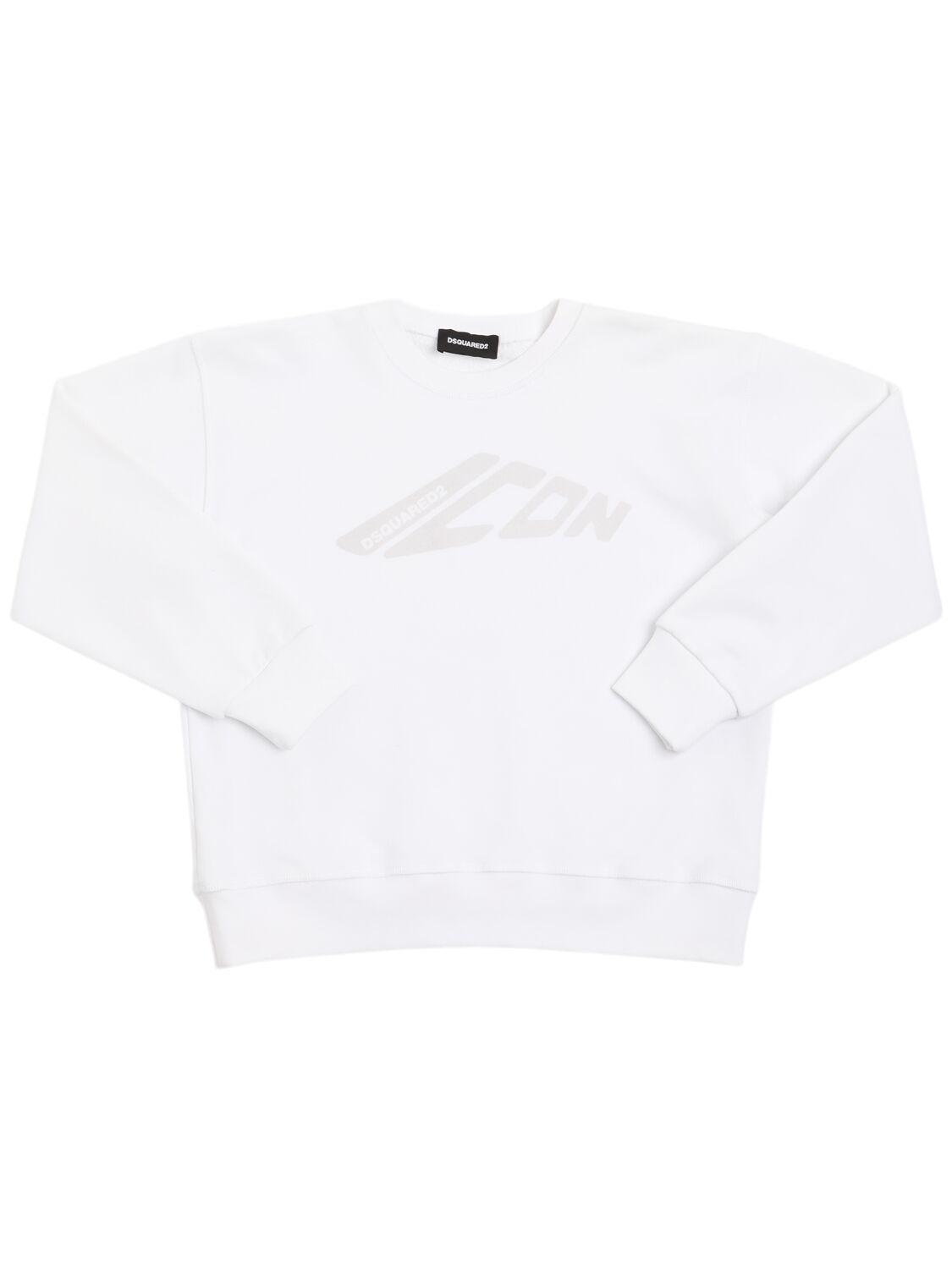 Printed Cotton Crewneck Sweatshirt by DSQUARED2