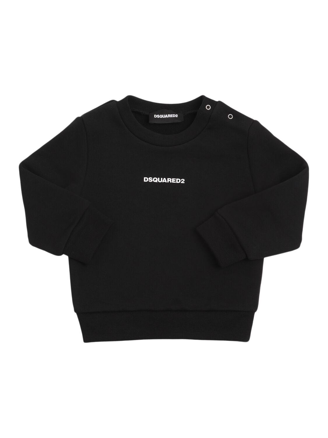 Printed Cotton Crewneck Sweatshirt by DSQUARED2