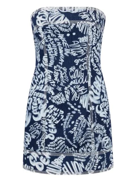 Rebel Hibiscus mini denim dress by DSQUARED2