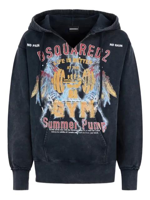 Rock Wash Long Lean fit Hoodie by DSQUARED2