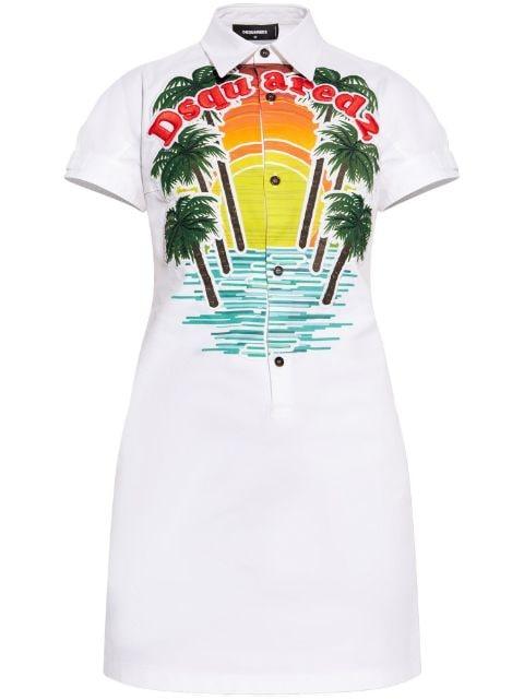 Sunset logo-embroidered shirt dress by DSQUARED2