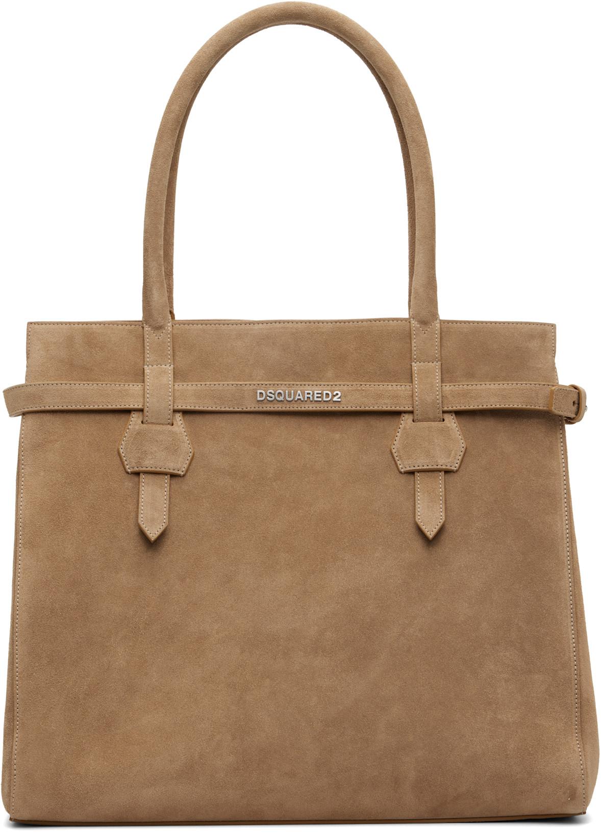 Tan Twin Shopping Tote by DSQUARED2