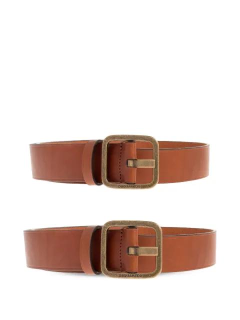 Twin Buckle leather belt by DSQUARED2
